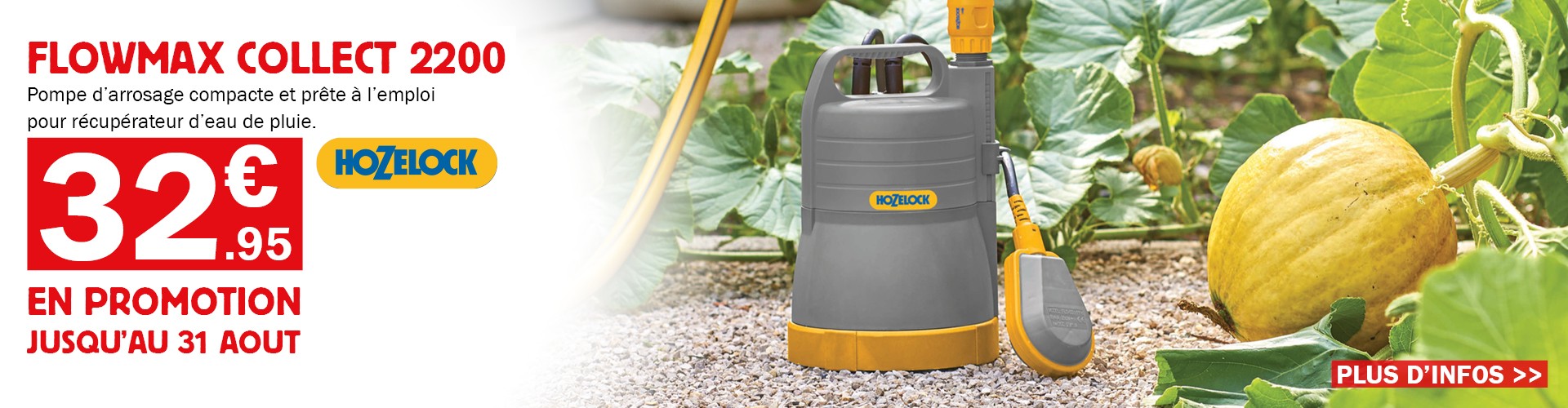 Flowmax Collect 2200 : Pompe d’arrosage compacte et prête à l’emploi pour récupérateur d’eau de pluie.
